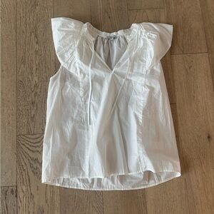 Rails Karysa Womens White Top Sz-M All Cotton Flutter Sleeve Summer Semi Sheer